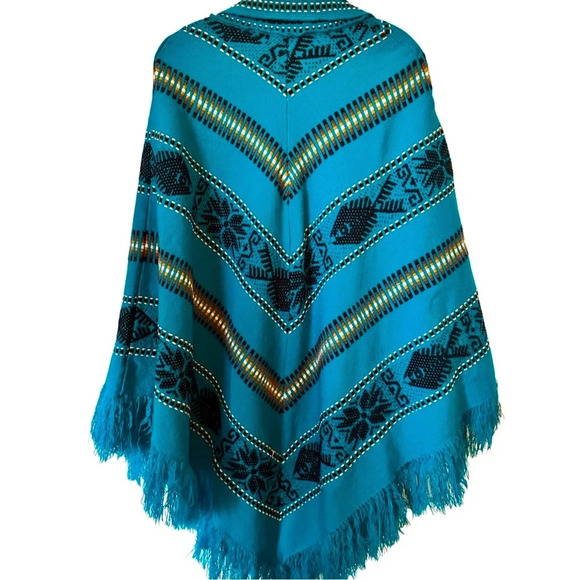 Women’s Navajo Boho Style Wool Blend Casual Poncho - Picture 2 of 7